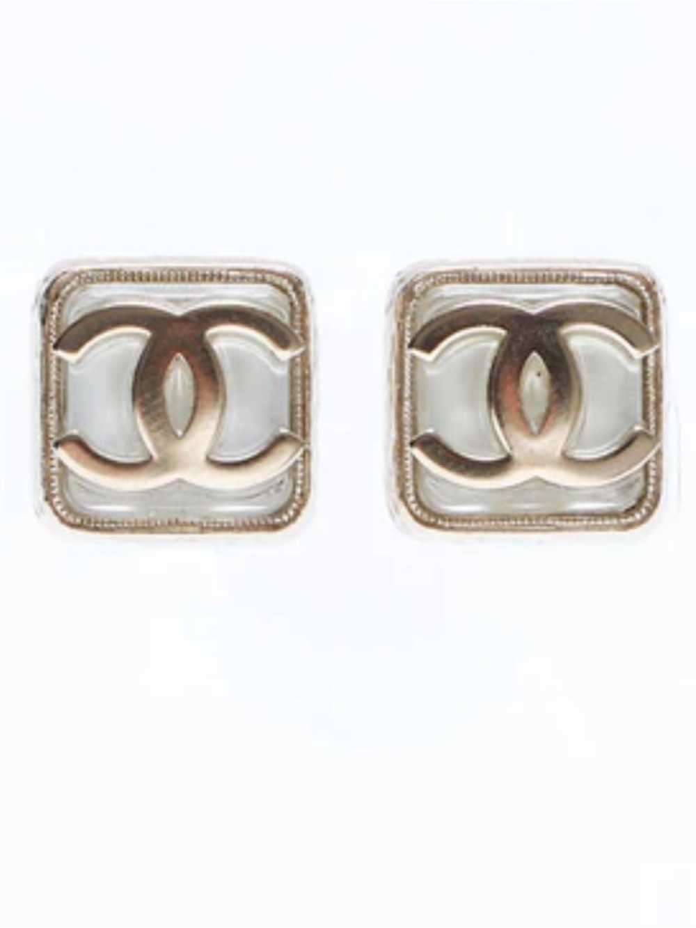 Stunning Authentic Chanel A22S Coco Mark Square Earrings Gold WS8034
